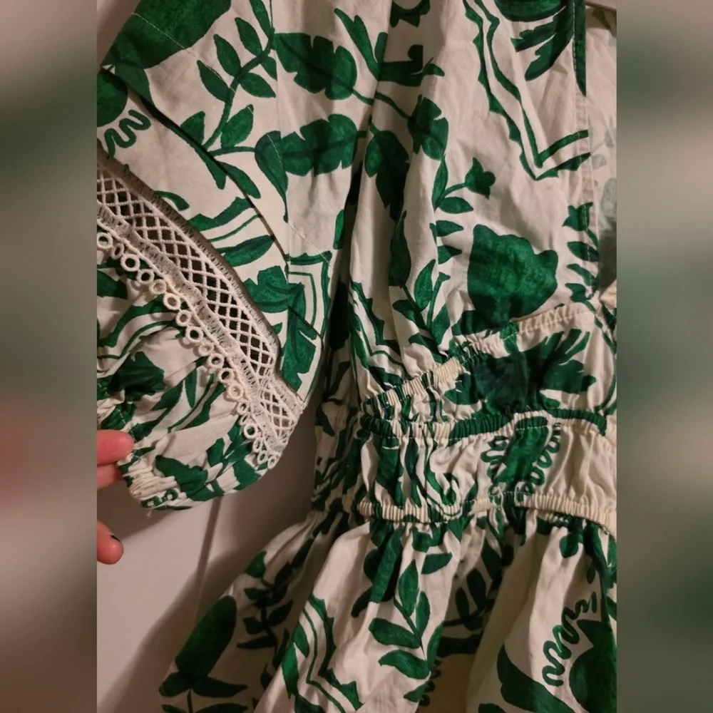 BOTF Green Leaf Print Peplum Women's Top - Picture 3 of 7